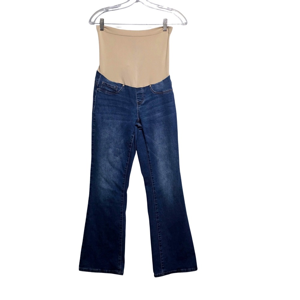 9th & Main Maternity Bootcut Jeans Blue Medium Wash Full Belly Panel‎  Sz S